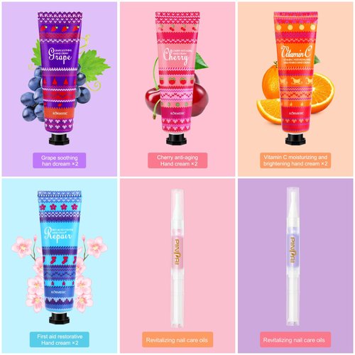 Furnizone Hand Cream Gifts for Women, 8 Pack Hand Lotion for Dry Cracked Hands, Travel Size Mini Hand Lotion with 2 Nail Care Oils, Valentines Day Bridesmaid Proposal Gifts Set