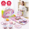 JOYIN Unicorn Tea Set for Toddlers Tea Party Set for Children Kids Pretend Role Play Tin Teapot Set with Cups, Plates and Carrying Case Kitchen Toy for Little Girls Birthday Gifts Age 3 4 5 6