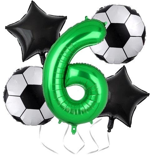 Soccer Balloons 6th Birthday Decoration for Boys, Soccer Birthday Party Supplies World Cup Soccer Sports Theme Birthday Party Decorations Supplies Favors Anniversary Decor Mylar Green 6 Balloon