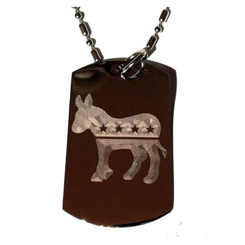 Democrat Democratic Party Donkey Political Vote Election 2012 Logo Symbols - Military Dog Tag Luggage Tag Key Chain Keychain Metal Chain Necklace