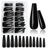 AddFavor XXXL Extra Long Press on Nails Coffin Glossy Black Fake Nails Full Cover Acrylic False Nails 12 Sizes 120pcs Nail Tips for Women Fingernails Manicure Design