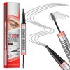 Microblading Eyebrow Pen,2-in-1 Eyebrow Pen and Sealing Brow Gel, 4-Fork-Tip Eyebrow Pencil,Waterproof Eyebrow Pencil,Long-Lasting Eyebrow Brush Eyebrow Pencil for Natural Looking(Gray)