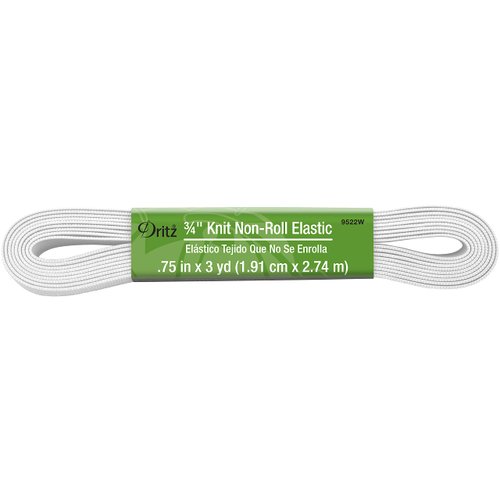 Dritz 9522W Non-Roll Knit Elastic, 3/4-Inch x 3-Yard, White