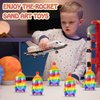 Yinkin 50 Pcs Sand Art Bottle Necklaces DIY Sand Art Craft Kit with 10 Pcs Plastic Mini Funnels Christmas Plastic Bottles for Kids Craft Christmas Party Favors, Sand Not Included (Rocket Style)