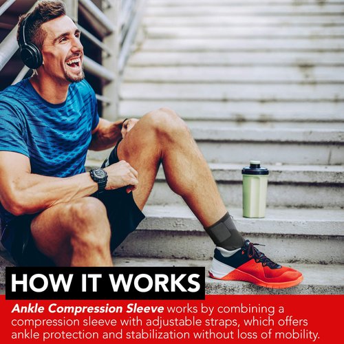 Dr. Wolf Ankle Compression Sleeve - Breathable Foot Brace For Plantar Fasciitis & Achilles Tendonitis Pain Relief For Men & Women Support For Volleyball, Tennis, Basketball, Soccer, & Running (Medium)