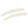 French Amie Narrow Oblong Small 2.5" Cellulose Handmade Set of 2 Side Slide-in Barrette Clip Strong Hold No Slip Grip Women Hair Accessories, Made in France (Natural White)
