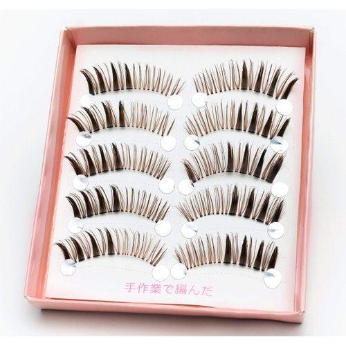 Dorisue Natural false eyelashes Brown Eyelashes 3D Light Color False Eyelashes Short Handmade lashes wispies Natural False Eyelashes Eye Makeup Fake Eyelashes 5 Pairs eyelashes pack
