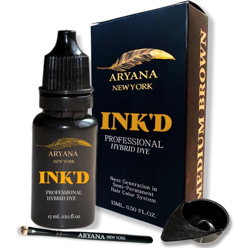 ARYANA NEW YORK INK'D Professional Hybrid Color - Liquid Hair Color For Spot Coloring - Long Lasting Effect and Cover Grey Hair (MEDIUM BROWN)