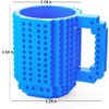 Tmango Build-on Brick Mug with 3 Pack of Character Blocks, DIY Building Blocks Coffee Mug, Puzzle Cup for Creative Kids, Men or Women Xmas Birthday Gift (Blue)