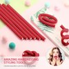 30 Pieces Flexible Curling Rods Twist Foam Hair Rollers Soft Foam No Heat Hair Rods Rollers and 1 Steel Pintail Comb Rat Tail Comb for Women Girls Long and Short Hair (Cherry Red,7 x 0.3 Inch)