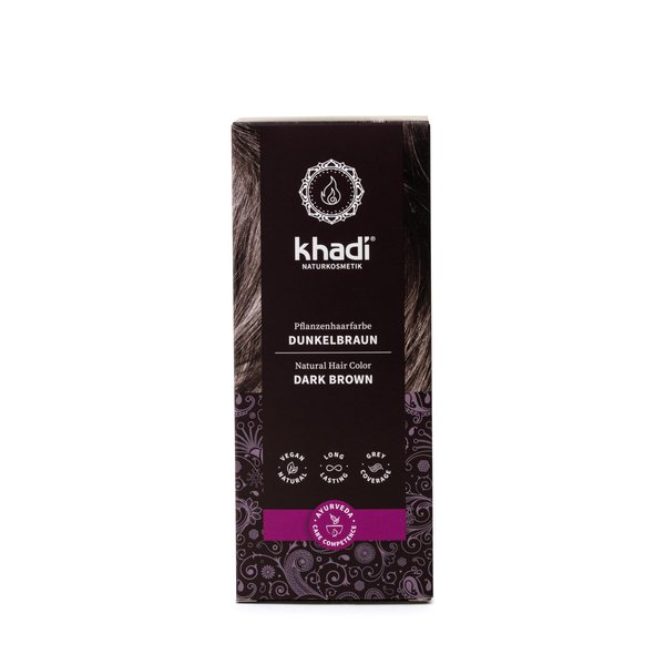 khadi Ayurvedic Natural Hair Color, 100% herbal, vegan, PPD & chemical free, certified natural cosmetics for healthy hair (DARK BROWN, 1 Pack (1 x 3.5oz))