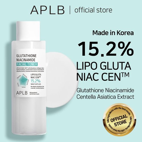 APLB Glutathione Niacinamide Facial Toner | LIPO GLUTA NIAC CEN™ 15.2% 5.41 FL.OZ/Korean Skincare, Replenishing Moisture, Revitalize for Gentle and Improve Skin Texture Through Niacinamide