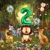 10pcs Jungle Safari Animal Balloons, Cute Jungle Theme Zoo Party Supplies Monkey Elephant Zebra Leopard Crocodile Giraffe Shaped for Birthday Party Decor (Number 2)