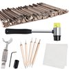 Leather Stamping Tools Kit,Leather Different Shape Saddle Making Stamp Punch Set,Leather Carving Tools Kit with Leather Working Hammer, Swivel Knife,Tracing Paper and Tracing Pen