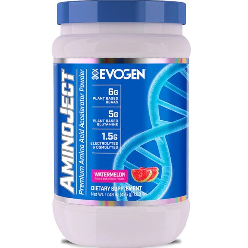 Evogen AminoJect - Amino Acid Accelerator Powder | Supports Muscle Recovery & Hydration | Plant-Based BCAAs, Glutamine, Electrolytes | Watermelon | 30 Servings