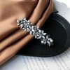 Rhinestone Pearl Hair Clips Crystal French Hair Barrette Antique Flower Leaf Hair Pins Vintage Automatic Hair Clips for Women Girls Grey