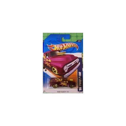 Hot Wheels 2011 '''56 FORD F-100' PANEL VAN HEAT FLEET '11 - 3 of 10 - 93/244 Maroon with Yellow Flames and Gold Custom Air Cleaner exposed thru Hood