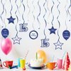 Nelbiirth Happy 15th Birthday Blue & Silver Glitter Swirls Streamers Party Decorations - 15 Pcs 15th Birthday Hanging Swirls Streamers Kit,Cheers to Fifteen Years Old Bday Party Sign.