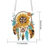 Sunflower Dream Catcher Diamond Painting Kit Ornament with Hanging Chain DIY Diamond Art Hanging Pendant Paint by Number Stained Glass Wall Art for Adults Home Wall Decor Gift