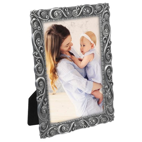 Malden International Designs Morgan Pewter Metal Picture Frame, 4x6, Silver