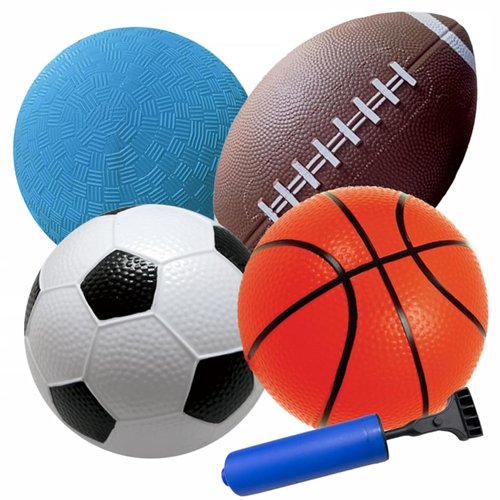 Generic Amax-5inch Ball Sports Ball Set for Kids,Mini Rubber,Inflatable Indoor Ball,Playground Ball Toddler:5-Inch Basketball,Soccer Ball,Basketball,Playground Ball 6.5-Inch Football with Pump.