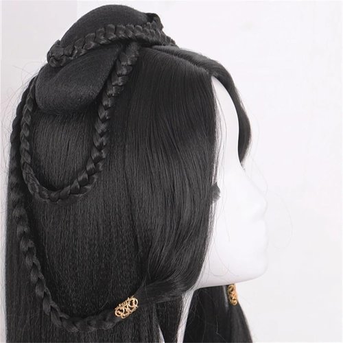 Chinese Vintage Wig Ancient Chinese Traditional Style Wig for Women Geisha Headband Wig Retro Headwear Synthetic Chinese Ancient Wig Bun Hair Pieces Hanfu Headdress Cosplay Wigs Girls Accessories