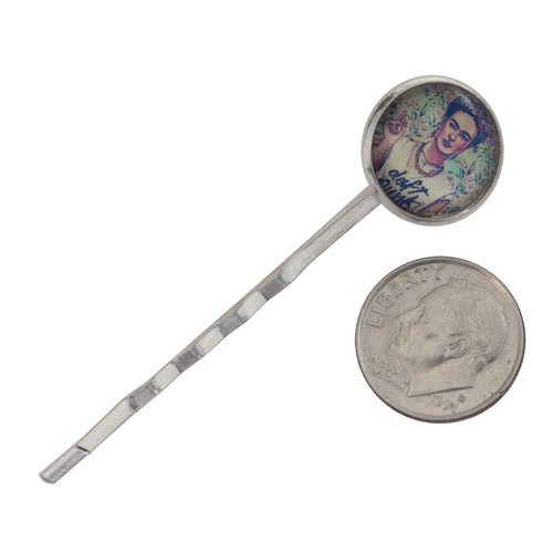 Hair Pin, Day of the Dead Freedom Fight Artist Silver Plated Hair Pins -2"+ Gift Bag
