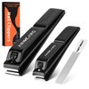 Nail Clippers with Glass Nail File, ANIHCANO Ultra Sharp Nail Clipper Set, Professional Fingernail & Toenail Clippers Nail Cutter for Men and Women (Black)