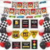 Race Car Birthday Party Decoration Set Race Car Party Signs Racing Birthday Banner Checkered Flags Balloons for Boys Let's go Racing Party Supplies