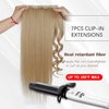 Blonde Highlights Clip in Hair Extensions Invisible Straight Clip in Hair Extensions 24inch for Women