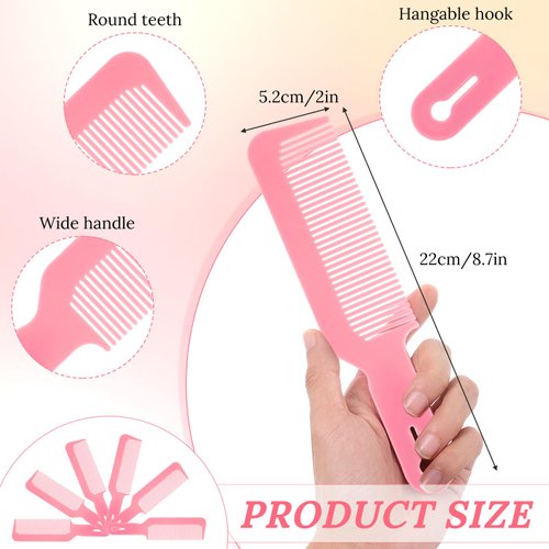6Pcs Blending Combs for Barbers, Professional Haircutting Combs Pink Heat Resistant Comb Barber Comb Clipper Combs All Purpose Hair Stylist Combs 9 Inch for Clipper Cuts and Flattops, Salon & Home