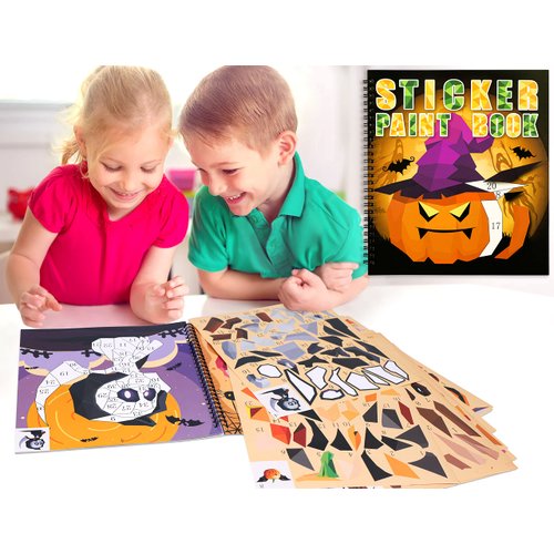90shine 4PCS Halloween Crafts for Kids Ages 4-8 Sticker Books Gift Party Favors Create 40 Pictures