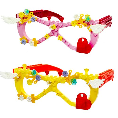 Building Bricks Block Glasses Frames Playset Party Favors Supplies Games Toys for Kids 6-12 Years (2Pair Girls Glasses Frame)