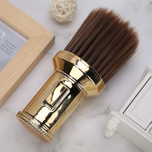 Hair Sweep, Multifunctional Neck Duster Brush Beard Shaving Brush Barber Brush for Barber Shop(Gold)