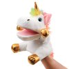 Hopearl Plush Unicorn Hand Puppet with Open Movable Mouth for Imaginative Play, Role Play, Interactive Toy for Storytelling Teaching Puppet Theater, Birthday Gifts for Kids Girls, White, 12''
