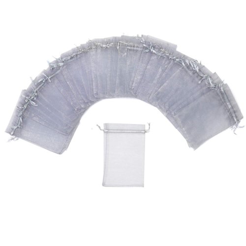 Dealglad® 50pcs Drawstring Organza Jewelry Candy Pouch Christmas Wedding Party Favor Gift Bags (8x12, Gray)