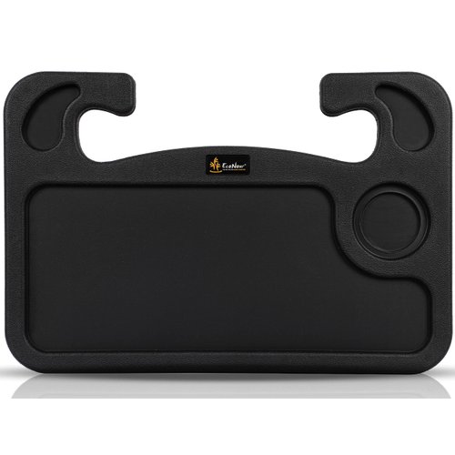EcoNour 2 in 1 Car Steering Wheel Desk | Steering Wheel Tray for Laptop Car Mount with Pen Holder | Car Food Tray for Eating with Drinks Holder | Multipurpose Travel Car Accessories