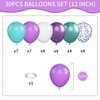 Mermaid Balloons, 12 Inches Purple and Green Balloons Teal Purple White Metallic Confetti Green Purple for Girls Mermaid Birthday Party Decoration Baby Shower Under The Sea Party Decorations