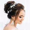 3PCS Flower Bridal Hair Pins Pearl Bride Wedding Hair Accessories Flower Wedding Hair Pins Rhinestone Hair Piece for Women and Girls (Silver)