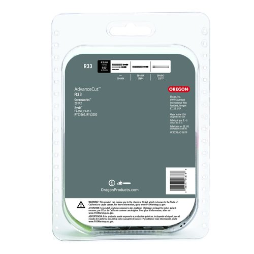 Oregon R33 AdvanceCut 8-Inch Replacement Chainsaw Chain, for Pole Saws & Chain Saw Tools, 8" Guide Bar, 33 Drive Links, Pitch: 3/8" Low Profile, .043" Gauge (R33)