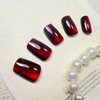 Red Cat Eye Press on Nails Short Square Fake Nails Full Cover Shiny Acrylic Nails Glitter False Nails Artificial Stick on Nails for Women Manicure Decorations 24Pcs