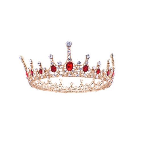 Frcolor Queen Crowns, Rhinestone Baroque Vintage Wedding Tiara and Crowns (Red)