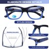 Oversized Computer Reading Glasses Blue Light Blocking, 4 Pairs Stylish Fashion Design Anti UV Ray/Eye Strain/Glare Readers Men Women, 1.5