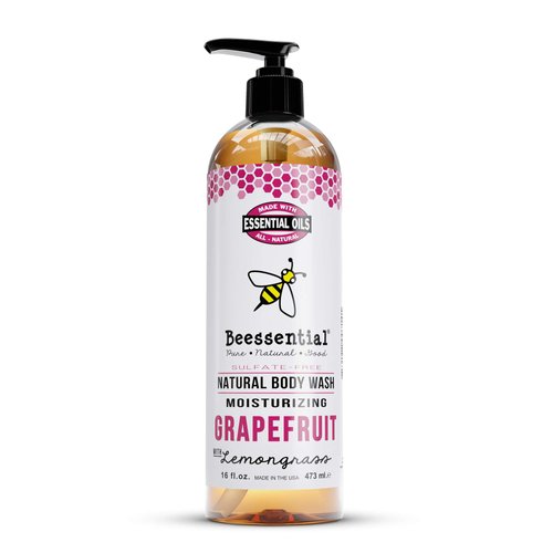 Beessential Natural Body Wash, Grapefruit, Sulfate-Free Bath and Shower Gel with Essential Oils f...