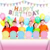 Pastel Rainbow Birthday Party Supplies Pastel Party decorations Disposable Dinnerware Set Include Rainbow Tablecloth Plates Happy Birthday Banner for Baby Shower Girls Wedding Party Decor