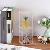 JUXYES Pack of 2 Clear Display Case for Mini Action Figures, Acrylic Display Case Box with Sliding Door, Stackable Display Case Cube Small Showcase Free Standing Dustproof Collectibles Protection Box