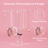 Jewelry Stand Necklace Holder, Acrylic Jewelry Display Holder, Necklace and Bracelet Hanging Organizer, Clear 2-Tier Tower Stand for Bangles, Necklaces, Bracelets, Rings, Earrings and Watch