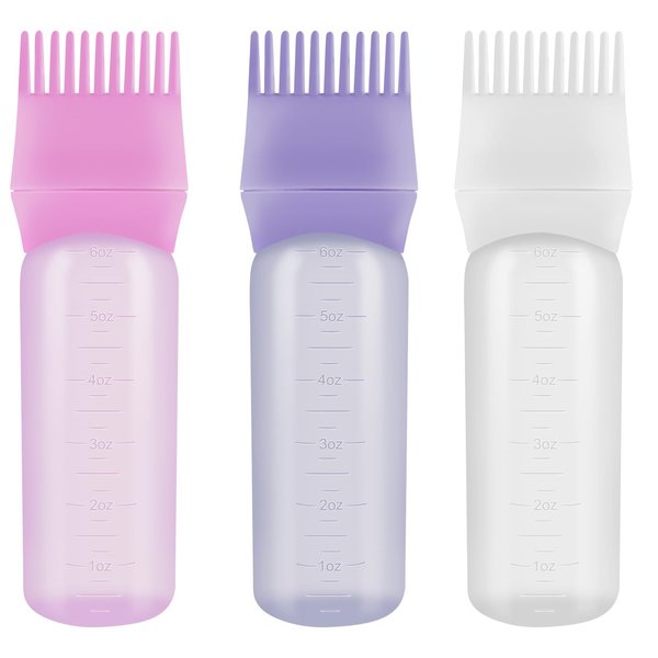 TAOTOP 3 Pack Root Comb Applicator Bottle, Oil Applicator for Hair Dye, Bottle Applicator Brush with Graduated Scale