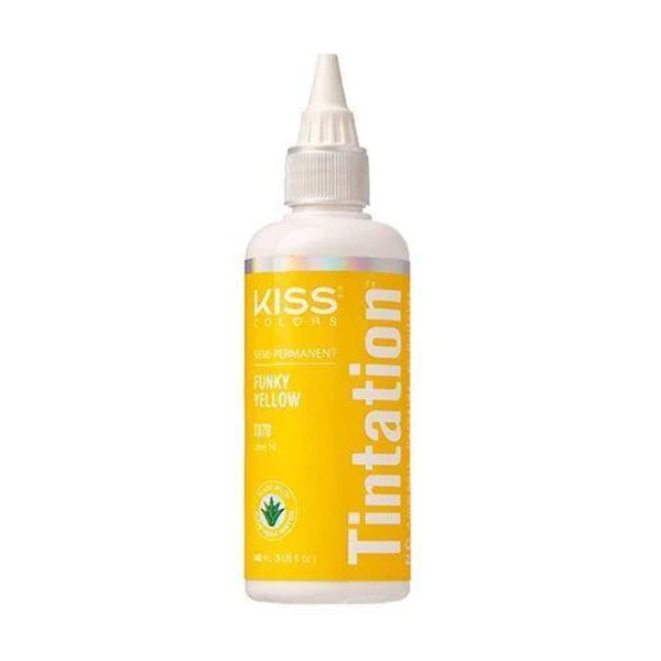 Kiss Tintation Semi-Permanent Hair Color 5 Ounce (Funky Yellow (2 Pack))
