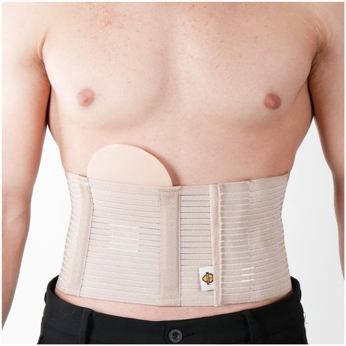 Armor Adult Flexible Umbilical Hernia Support Belt for Relief of Abdominal Pain and Pressure, Stretchy Elastic Tummy Control Comfort, Tan Color, Size Small for Men and Women
